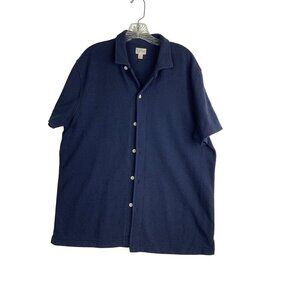 J crew men’s knit shirt 42 ch 29 L cotton polyester  short sleeve button up